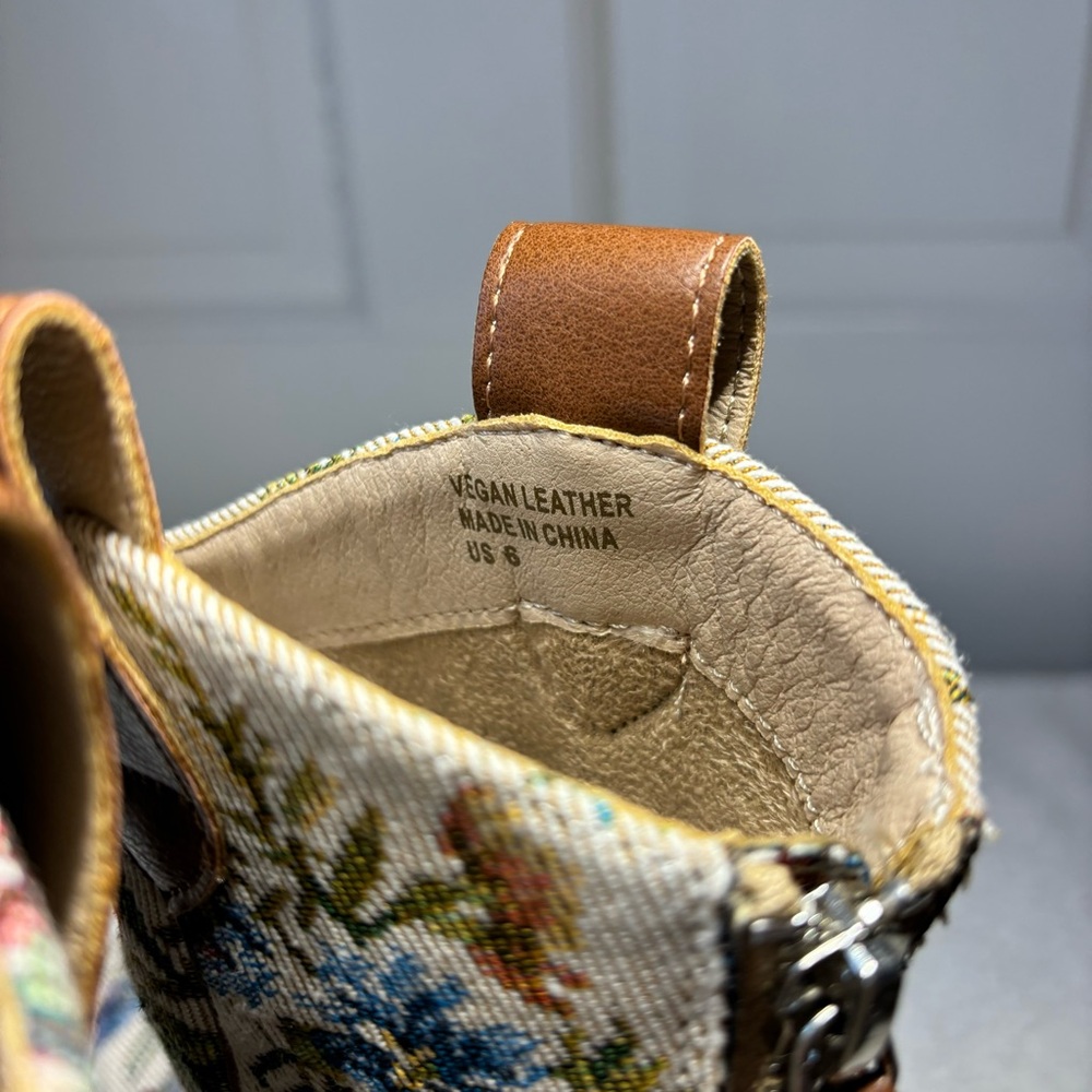 Altar'd State Floral Embroidered Western Ankle Boots Tapestry Cowboy Booties - Picture 7 of 10